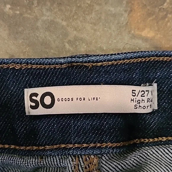 SO Brand Stretch Denim Distressed Shorts High Rise Shortie 5/27 - Picture 6 of 9